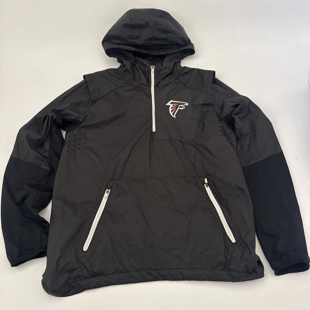 Atlanta Falcons Jacket Men Black Nike Dri Fit Windbreaker 1/4 Zip Pullover Small - Picture 3 of 11